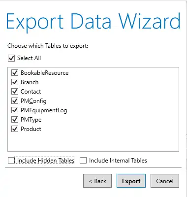 Table selection for exporting Power BI data to SQL Server